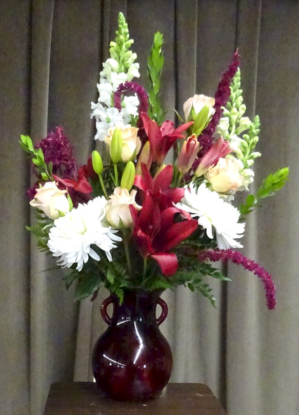 Flowers from Aunt Eunice; Rusty, Pam, Lindsay, and Families; Jerry and Susie Glassman and Families; and Dan and Terri Hutton and Families
