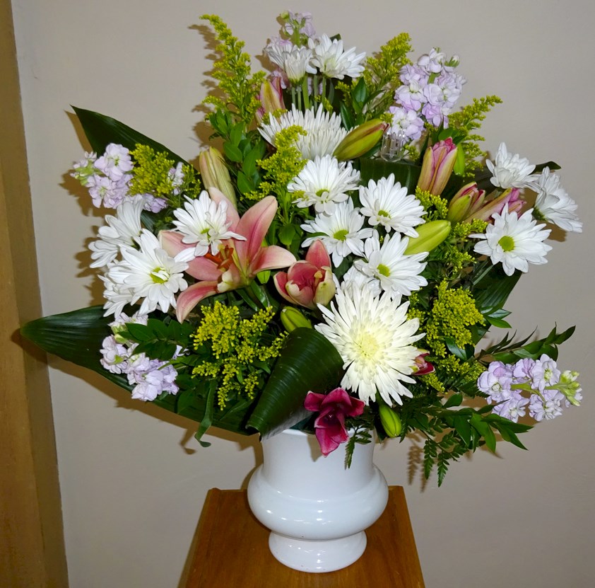 Flowers from Philip & Irene Hansen, and Karen, Janet, & Kevin