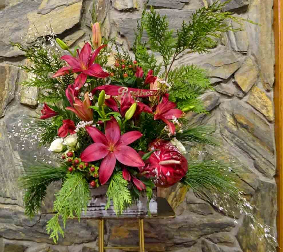 Flowers from Joe & Kathy, Charles & Diane, Peggy & PeeWee, and Leo & Sandra - "Brother"
