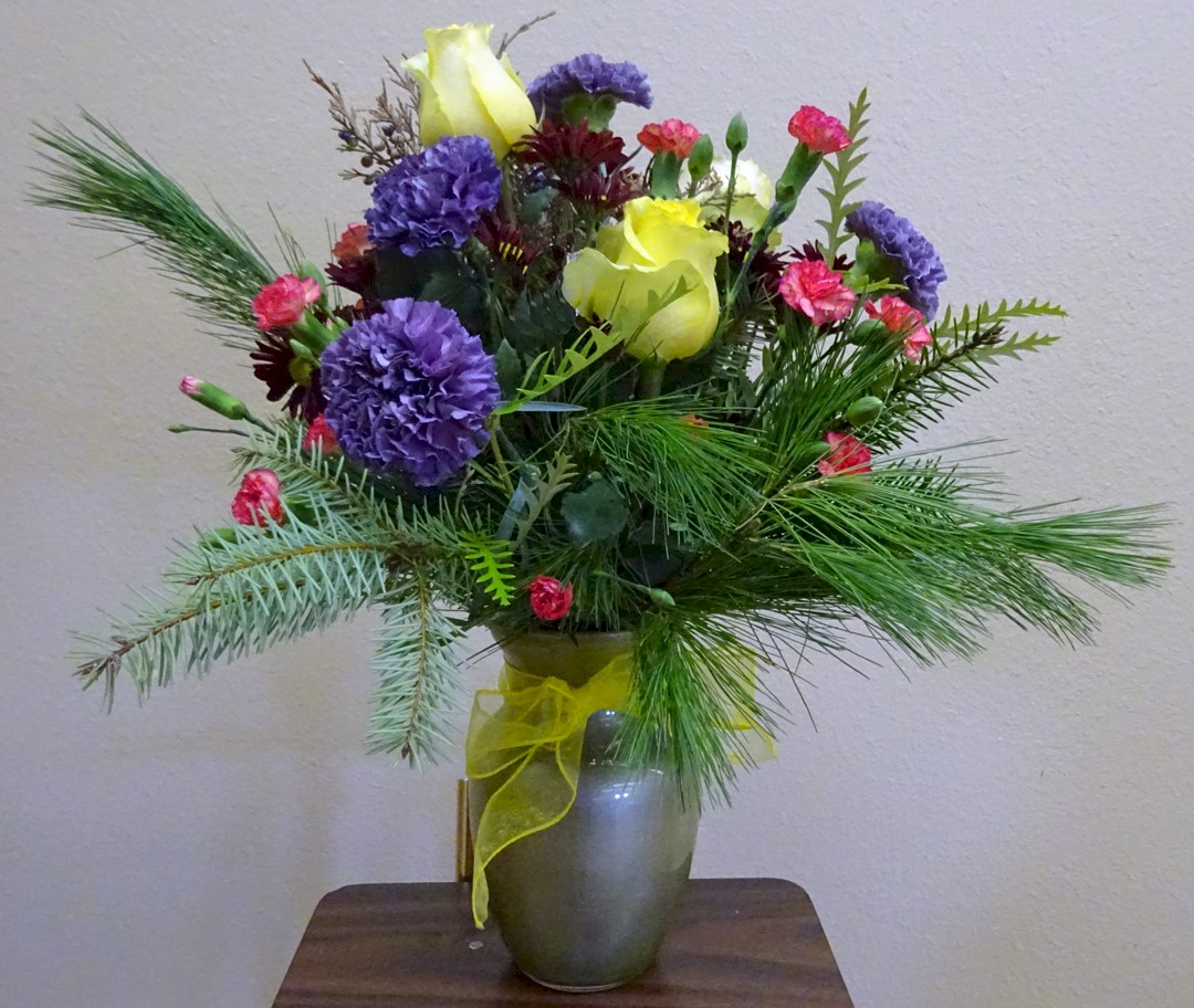 Flowers from Uncle Ernie and Auntie Diane and Uncle Terry and Aunt Denise